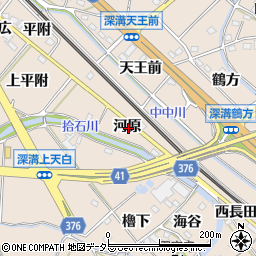愛知県額田郡幸田町深溝河原周辺の地図