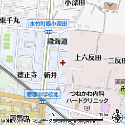 愛知県蒲郡市新井形町殿海道42周辺の地図