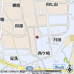 愛知県蒲郡市西迫町田部周辺の地図