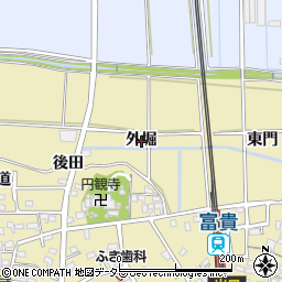 愛知県武豊町（知多郡）冨貴（外堀）周辺の地図