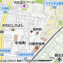 兵庫県川西市中央町13-9周辺の地図