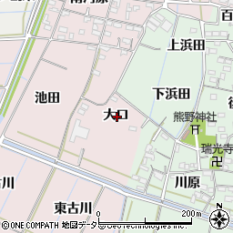 愛知県西尾市巨海町大口周辺の地図