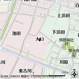 愛知県西尾市巨海町（大口）周辺の地図
