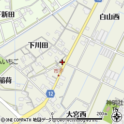 愛知県西尾市市子町下川田54-2周辺の地図