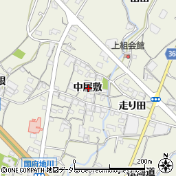 愛知県蒲郡市豊岡町中屋敷周辺の地図