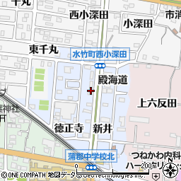 愛知県蒲郡市新井形町殿海道周辺の地図