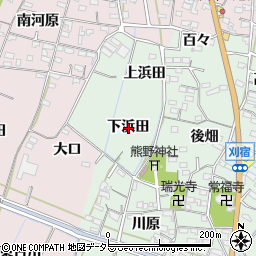 愛知県西尾市刈宿町下浜田周辺の地図