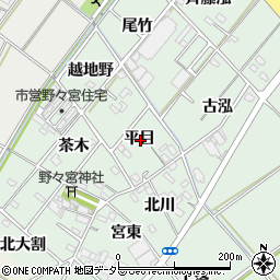 愛知県西尾市野々宮町平目周辺の地図