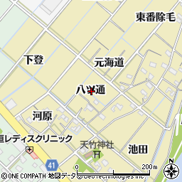 愛知県西尾市天竹町八ツ通周辺の地図
