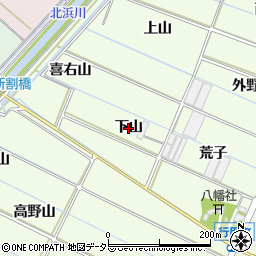 愛知県西尾市行用町（下山）周辺の地図