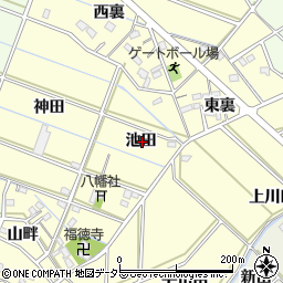 愛知県西尾市下道目記町池田周辺の地図