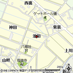 愛知県西尾市下道目記町（池田）周辺の地図