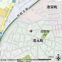 大阪府枚方市渚元町周辺の地図