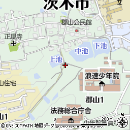 大阪府茨木市郡山周辺の地図