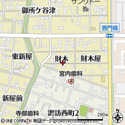 愛知県豊川市市田町財木周辺の地図