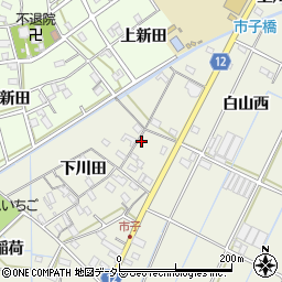 愛知県西尾市市子町下川田46周辺の地図