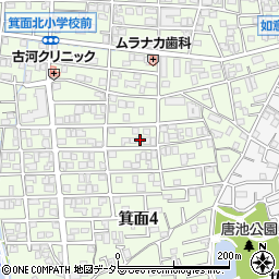 大阪府箕面市箕面4丁目15-42周辺の地図