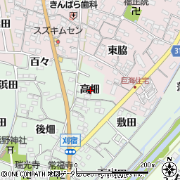 愛知県西尾市刈宿町高畑周辺の地図