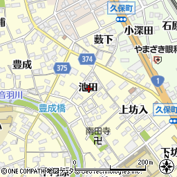 愛知県豊川市国府町池田周辺の地図