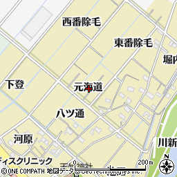 愛知県西尾市天竹町元海道周辺の地図