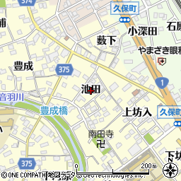 愛知県豊川市国府町（池田）周辺の地図