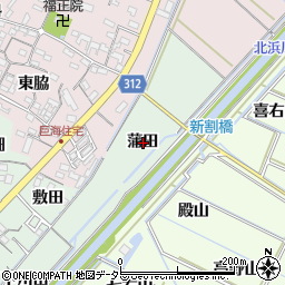 愛知県西尾市刈宿町蒲田周辺の地図