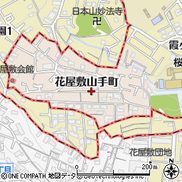 兵庫県川西市花屋敷山手町周辺の地図