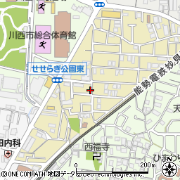 兵庫県川西市美園町周辺の地図