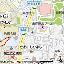 兵庫県川西市日高町6-2周辺の地図