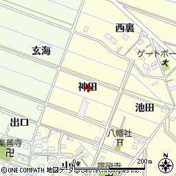 愛知県西尾市下道目記町神田周辺の地図
