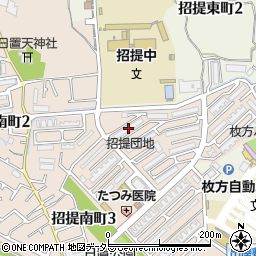 府公社　招提団地１棟周辺の地図