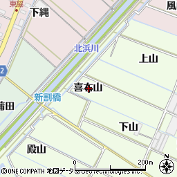 愛知県西尾市行用町喜右山周辺の地図