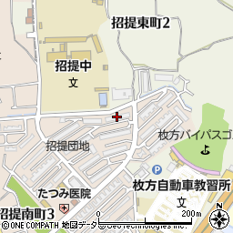 府公社招提Ｂ地区団地Ａ－７棟周辺の地図