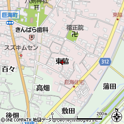 愛知県西尾市巨海町東脇周辺の地図