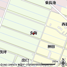 愛知県西尾市行用町玄海周辺の地図