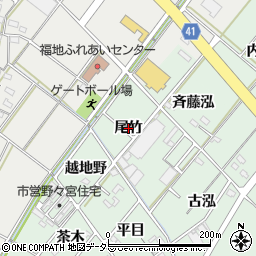 愛知県西尾市野々宮町（尾竹）周辺の地図