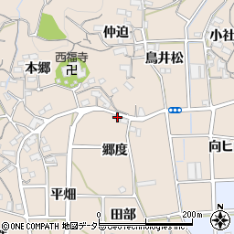 愛知県蒲郡市西迫町（郷度）周辺の地図