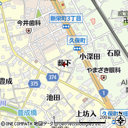 愛知県豊川市国府町（薮下）周辺の地図