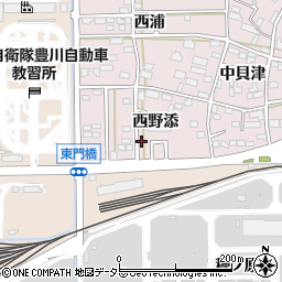 愛知県豊川市本野町西野添34-16周辺の地図