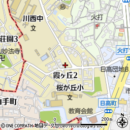 兵庫県川西市霞ヶ丘周辺の地図
