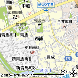 愛知県豊川市国府町西浦周辺の地図