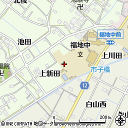 愛知県西尾市上道目記町上新田周辺の地図