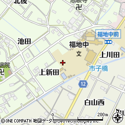愛知県西尾市上道目記町（上新田）周辺の地図