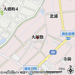 愛知県豊川市麻生田町大屋敷周辺の地図