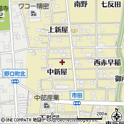 愛知県豊川市市田町中新屋周辺の地図