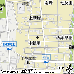 愛知県豊川市市田町（中新屋）周辺の地図