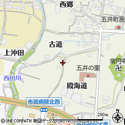 愛知県蒲郡市五井町古道38周辺の地図