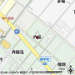 愛知県西尾市横手町内泓周辺の地図