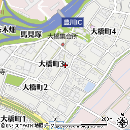 愛知県豊川市大橋町周辺の地図