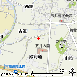 愛知県蒲郡市五井町（殿海道）周辺の地図
